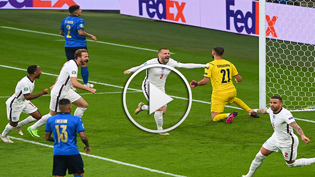 بالفيديو.. لوك شاو يسجل الهدف الأول لصالح إنجلترا في مرمي إيطاليا